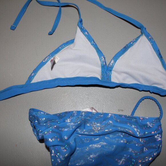 Blue & Silver 2 Pcs Justice Bikini Swimsuit Size 7 - Picture 9 of 14